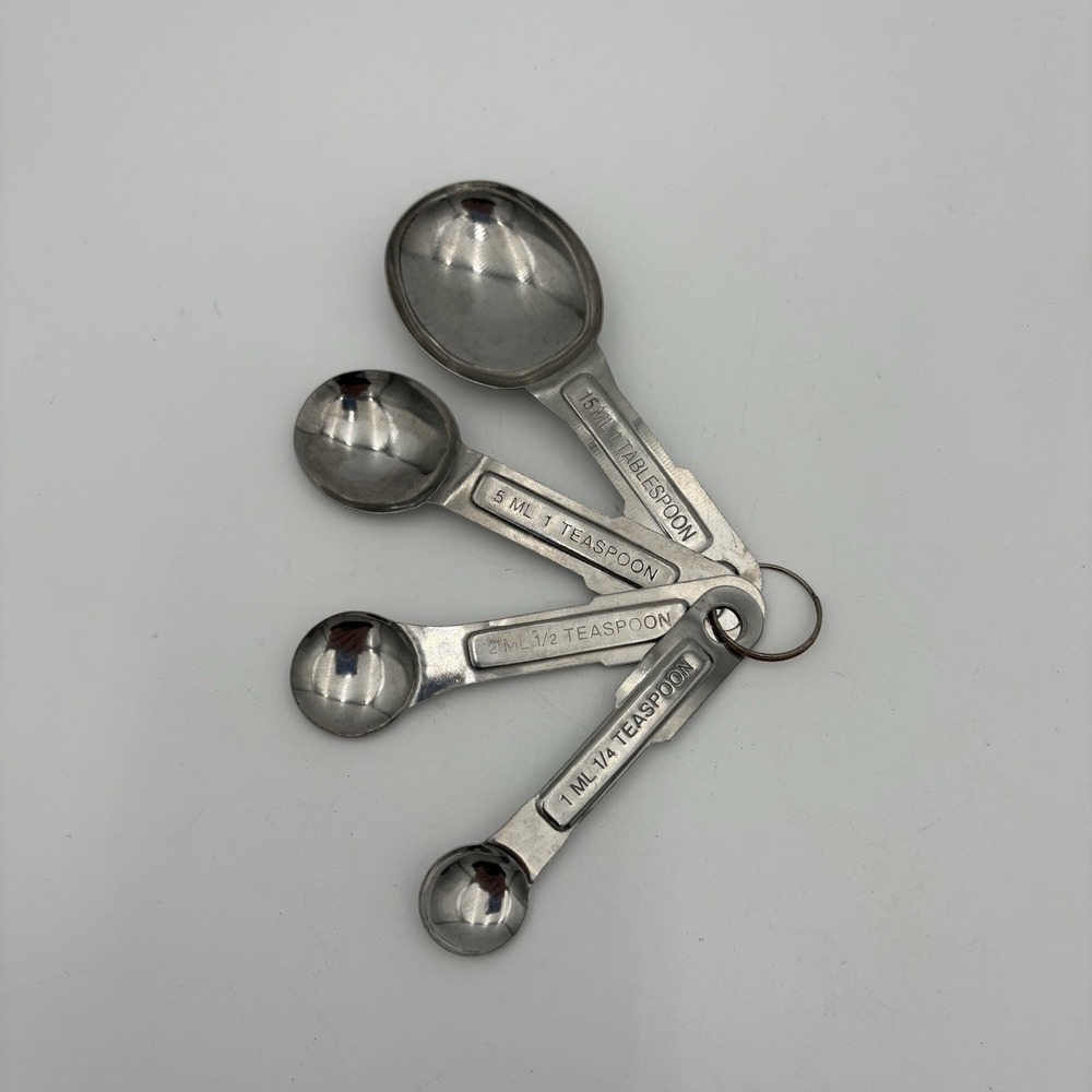 Vintage Aluminum Measuring Spoons Oval Nesting with Ring U.S. Set of 4 - Picture 6 of 6
